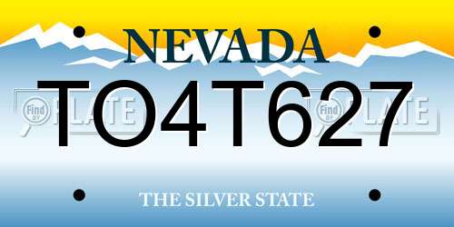 TO4T627 Nevada License Plate