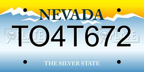 TO4T672 Nevada License Plate