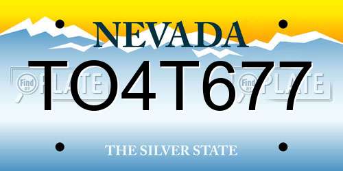 TO4T677 Nevada License Plate