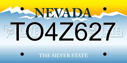 TO4Z627 Nevada License Plate
