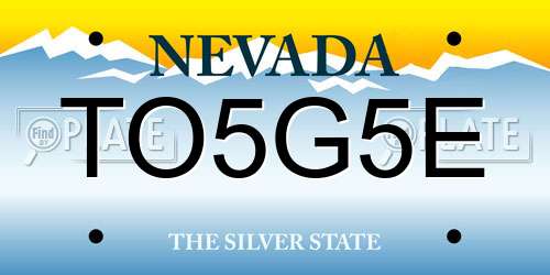 TO5G5E Nevada License Plate