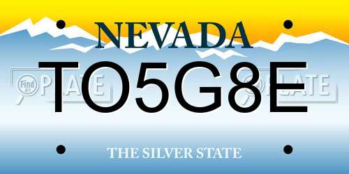TO5G8E Nevada License Plate