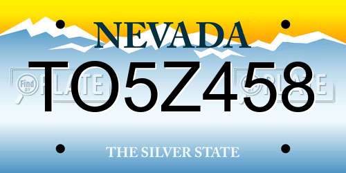 TO5Z458 Nevada License Plate
