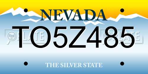 TO5Z485 Nevada License Plate
