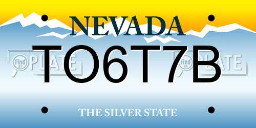 TO6T7B Nevada License Plate