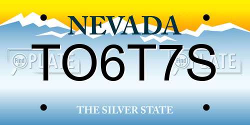 TO6T7S Nevada License Plate