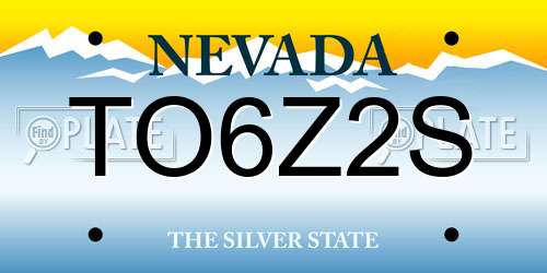 TO6Z2S Nevada License Plate