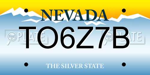 TO6Z7B Nevada License Plate