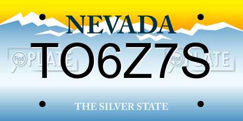 TO6Z7S Nevada License Plate