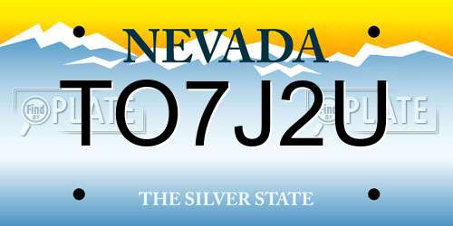 TO7J2U Nevada License Plate