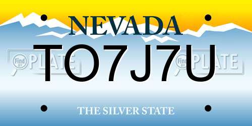 TO7J7U Nevada License Plate