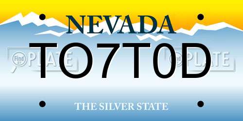 TO7T0D Nevada License Plate