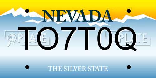 TO7T0Q Nevada License Plate