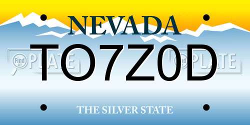 TO7Z0D Nevada License Plate