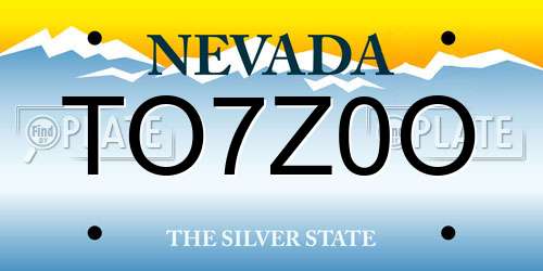 TO7Z0O Nevada License Plate