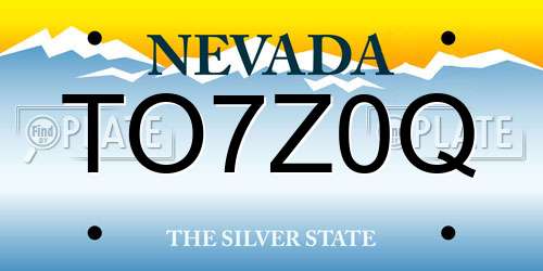 TO7Z0Q Nevada License Plate