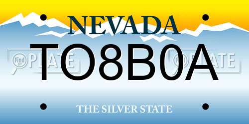 TO8B0A Nevada License Plate