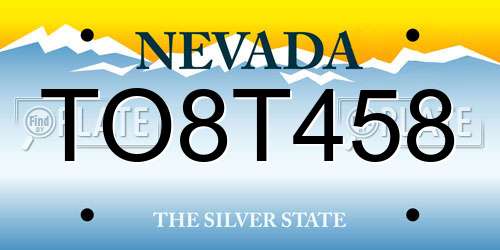 TO8T458 Nevada License Plate
