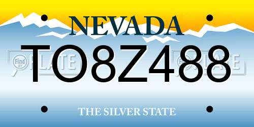 TO8Z488 Nevada License Plate