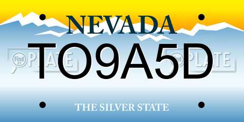 TO9A5D Nevada License Plate