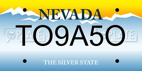 TO9A5O Nevada License Plate