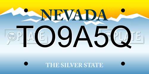TO9A5Q Nevada License Plate