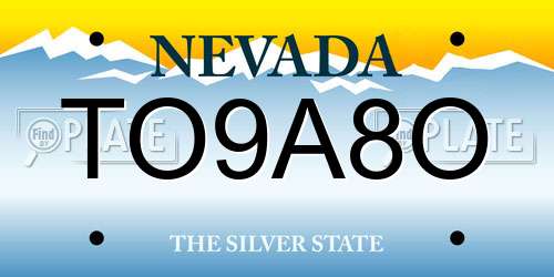 TO9A8O Nevada License Plate