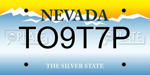 TO9T7P Nevada License Plate