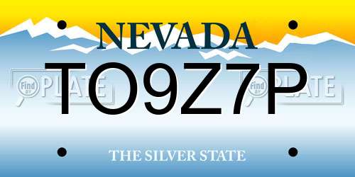 TO9Z7P Nevada License Plate