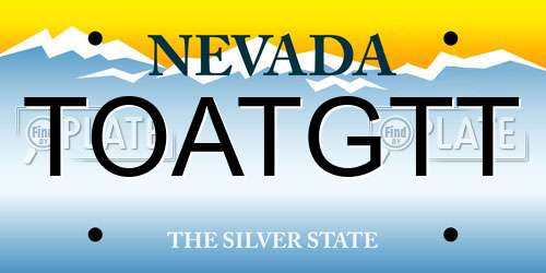 TOATGTT Nevada License Plate