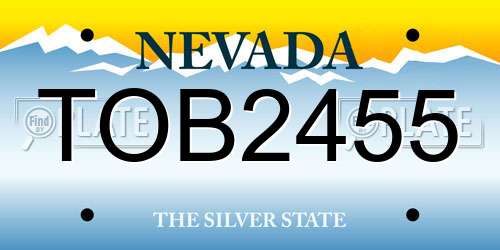 TOB2455 Nevada License Plate