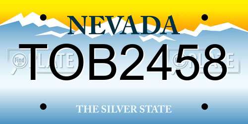 TOB2458 Nevada License Plate