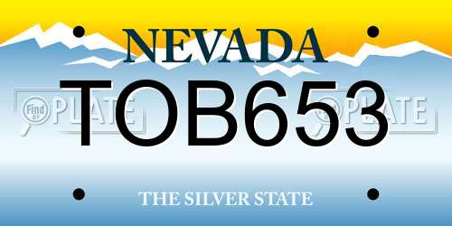 TOB653 Nevada License Plate