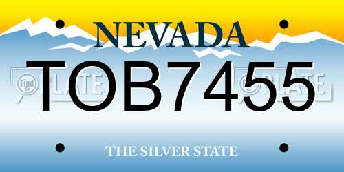 TOB7455 Nevada License Plate