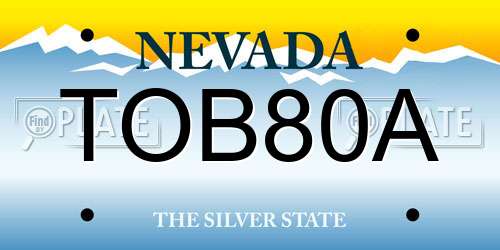 TOB80A Nevada License Plate