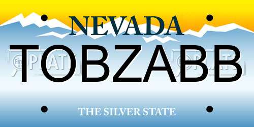 TOBZABB Nevada License Plate