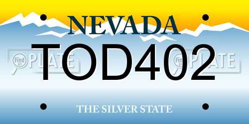 TOD402 Nevada License Plate