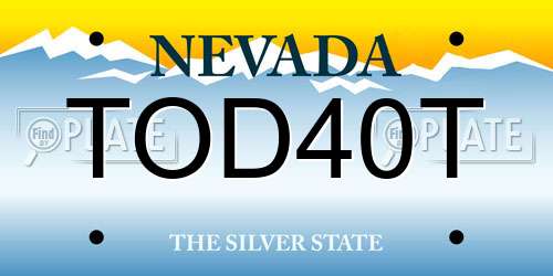 TOD40T Nevada License Plate