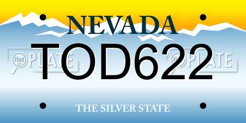 TOD622 Nevada License Plate