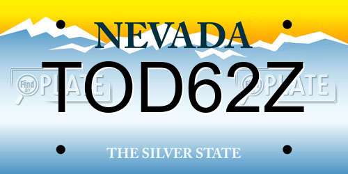 TOD62Z Nevada License Plate
