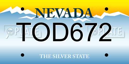 TOD672 Nevada License Plate