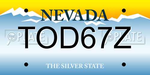 TOD67Z Nevada License Plate
