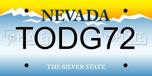 TODG72 Nevada License Plate