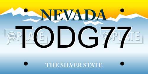 TODG77 Nevada License Plate