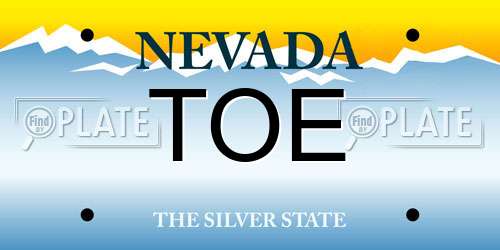 TOE Nevada License Plate