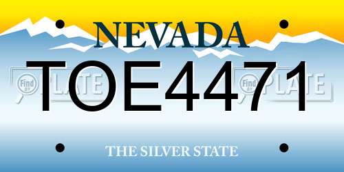 TOE4471 Nevada License Plate