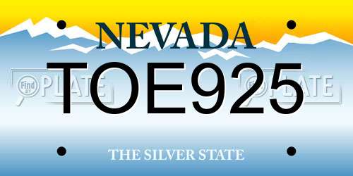 TOE925 Nevada License Plate