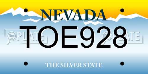 TOE928 Nevada License Plate