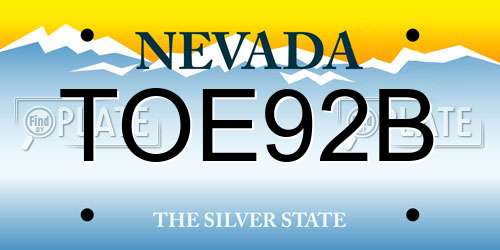 TOE92B Nevada License Plate