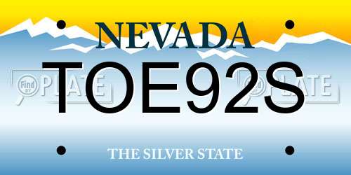 TOE92S Nevada License Plate